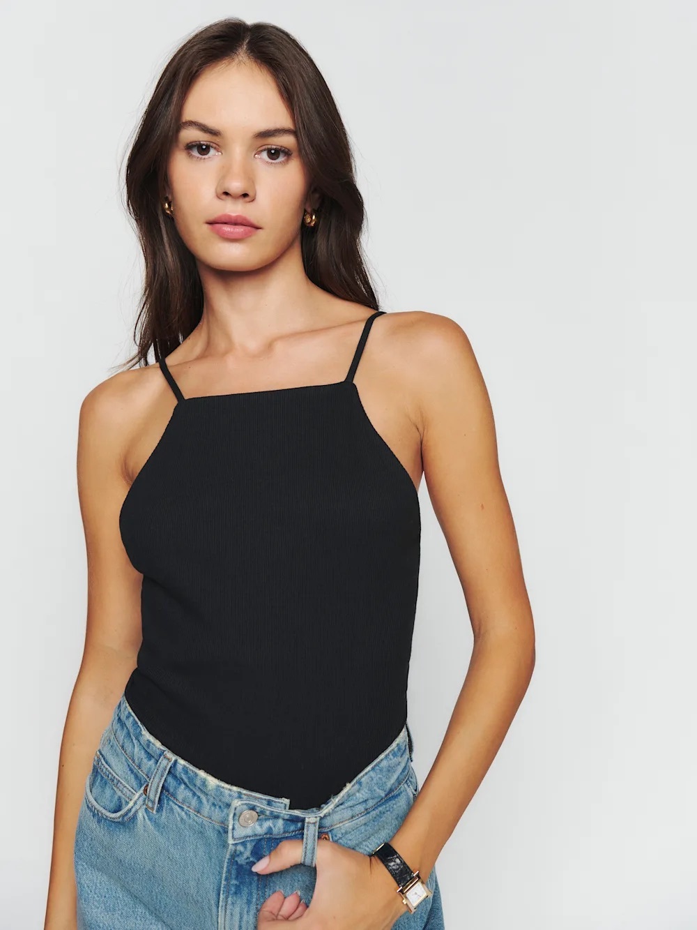 Reformation Grecia Knit Tank Black - Size XS